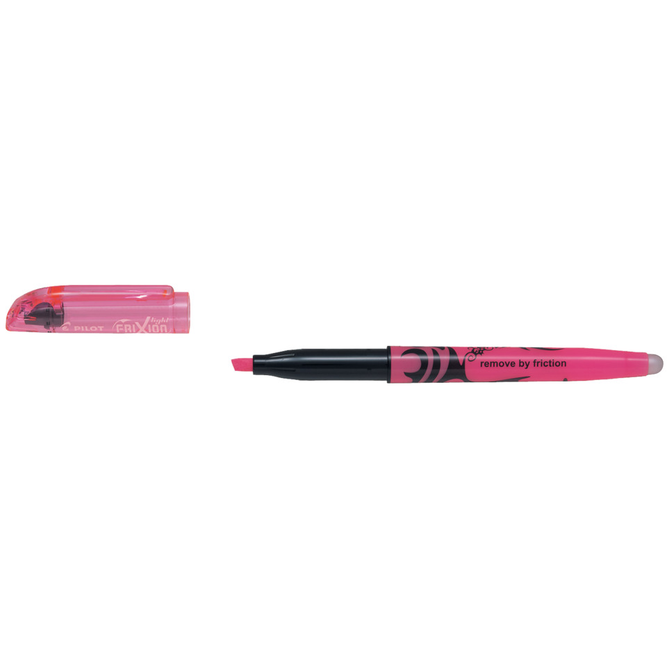 pink highlighter, cap removed, dual-tip marker, grip handle, neon pink