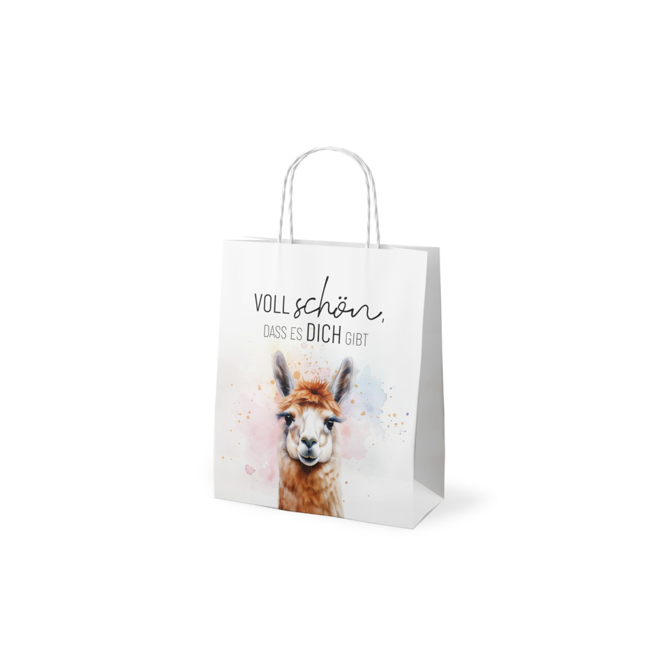 Tasche, Geschenkverpackung, Lama, Außenseite bedruckt, Spruch