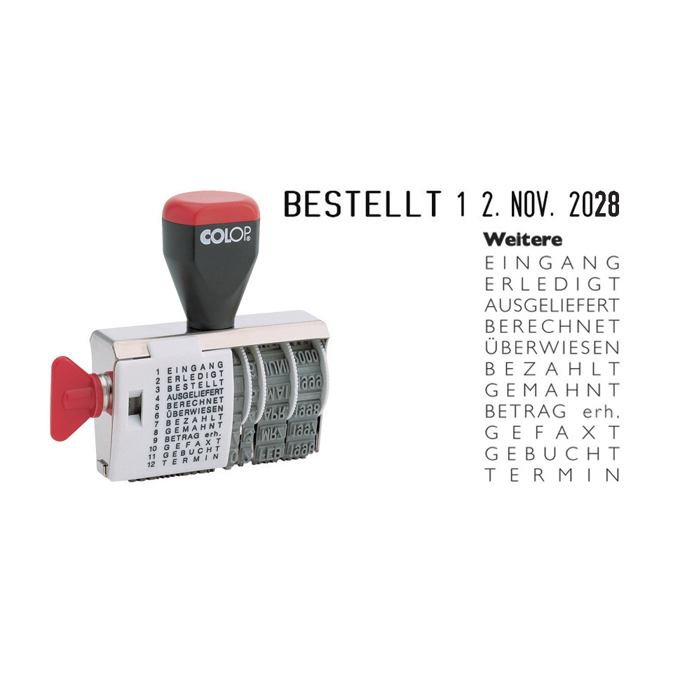 Stempel, Stempelmaschine, Kassensystem, Numerische Ringe, Rot