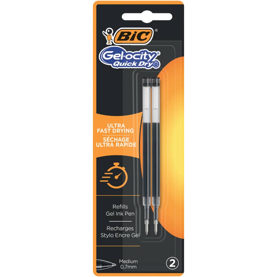 Gel-Tintenpens, Refill Pens, Medium 0,7mm, Jet Black, Schnell-Trocknung