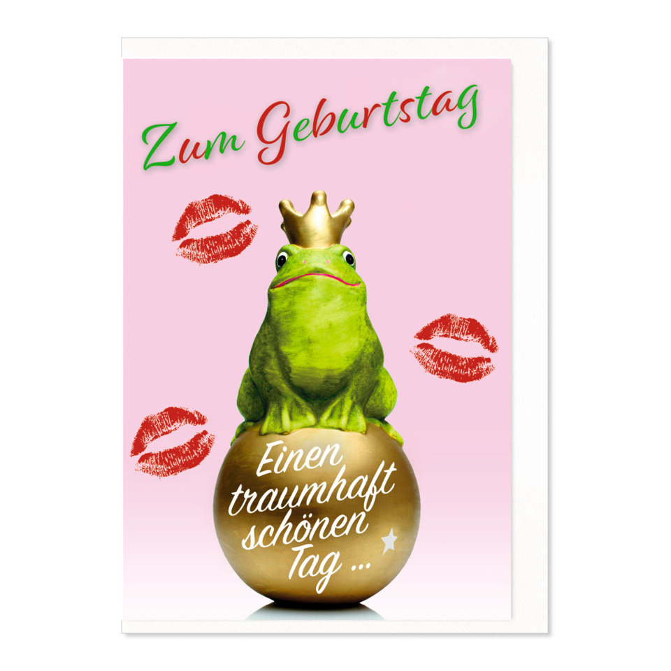 Karte, Geburtstag, Frosch, Krone, Globus