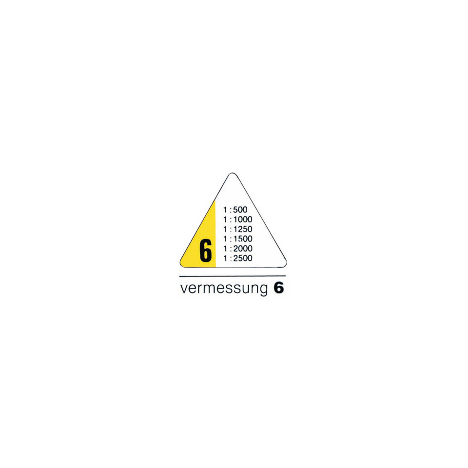 Messung, Vermessung 6, Dreieckslogo, gelbes Feld, Skalierungsverhältnisse