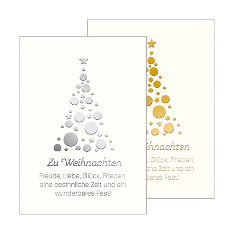 Weihnachtskarte, Weihnachtsbaum, Graue Kreise, Kartenmotiv, Frohe Festtage