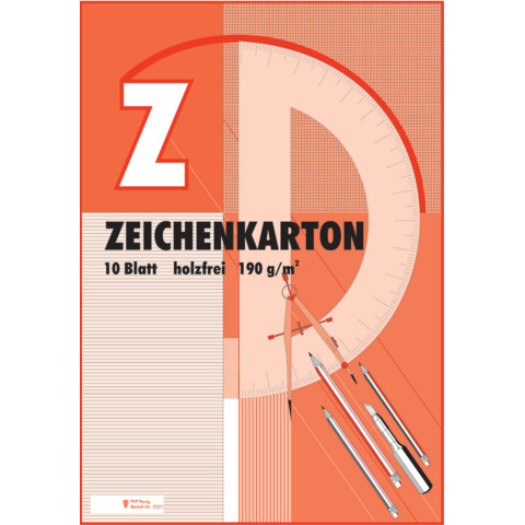 Zeichenkartonblock, A2, 190g/m², kopfgeleimt, 10 Blatt PVP 2221