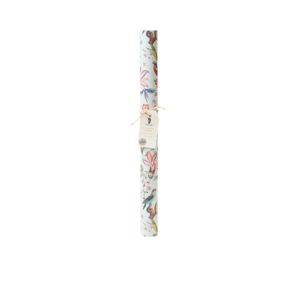 Geschenkpapier, Papierrolle, Tiermotiv, Blumenmuster, Buntes Muster