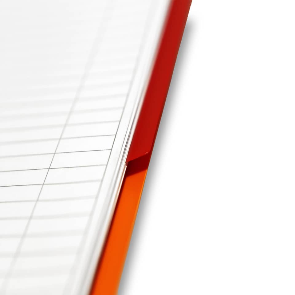 Notizbuch, Notizblock, Papier, Linierte Seiten, orange Einband
