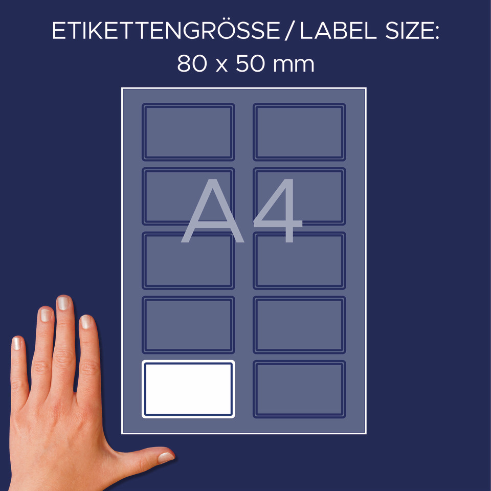 Etikettengrösse, Etiketten, Label, Aufkleber, A4