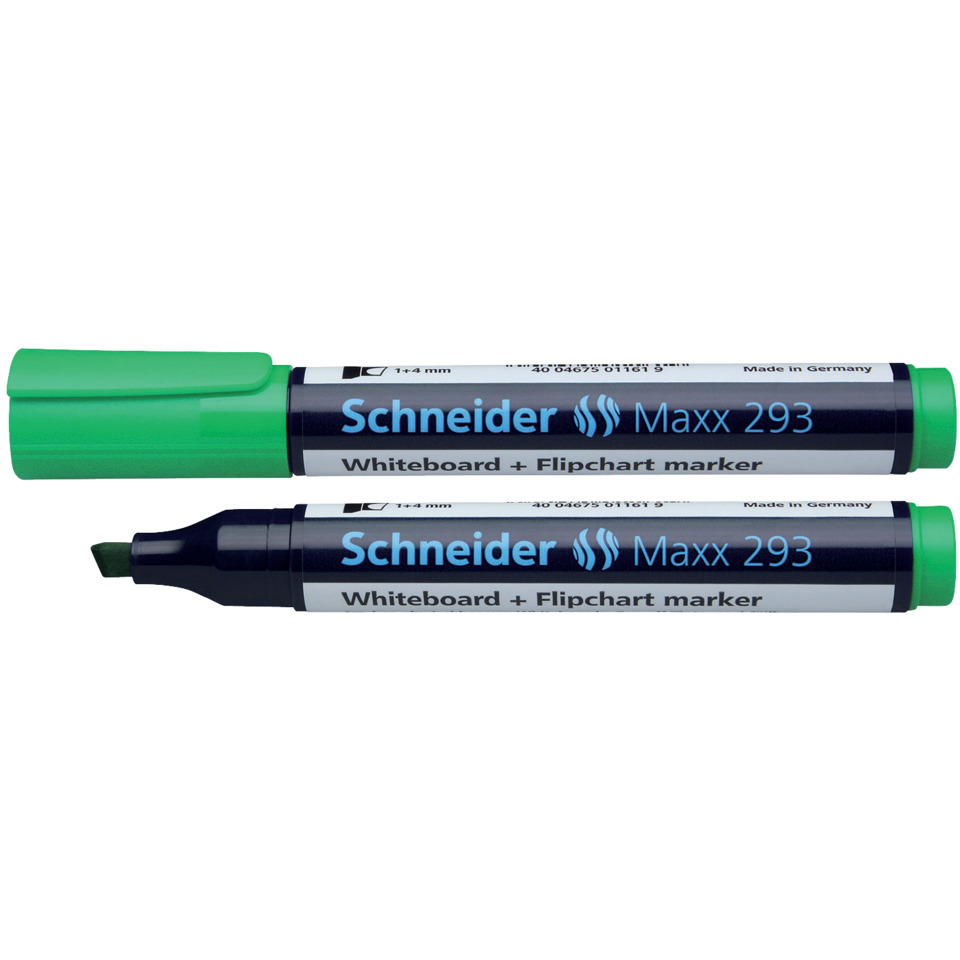 Whiteboard-Marker, Filzspitze, Grüner Deckel, Zweifachspitze, Schneider Maxx 293