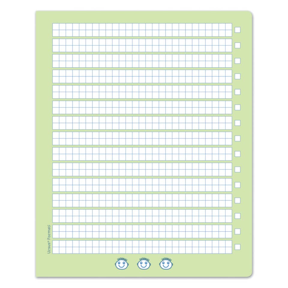 notebook, girdpapier,  getline sheets, perforated edges, grüner einband