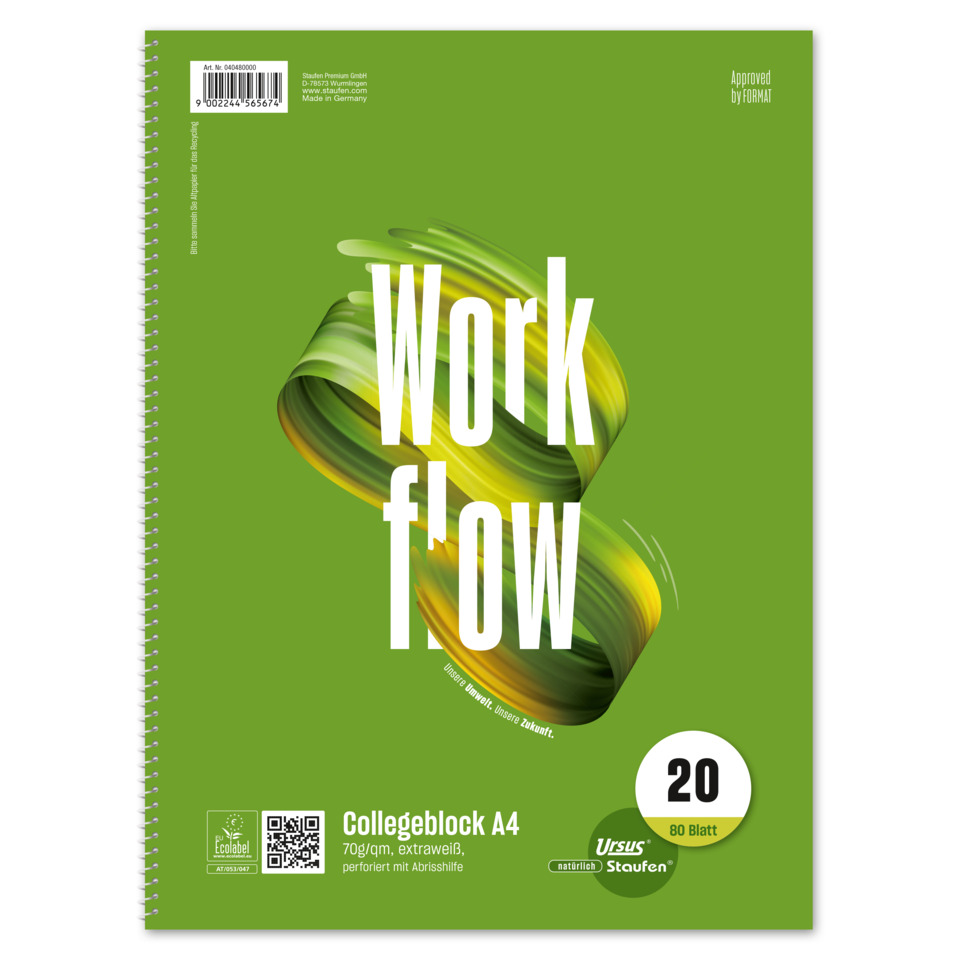 Spiralblock, Collegeblock, A4-Format, Grün, 80 Blatt