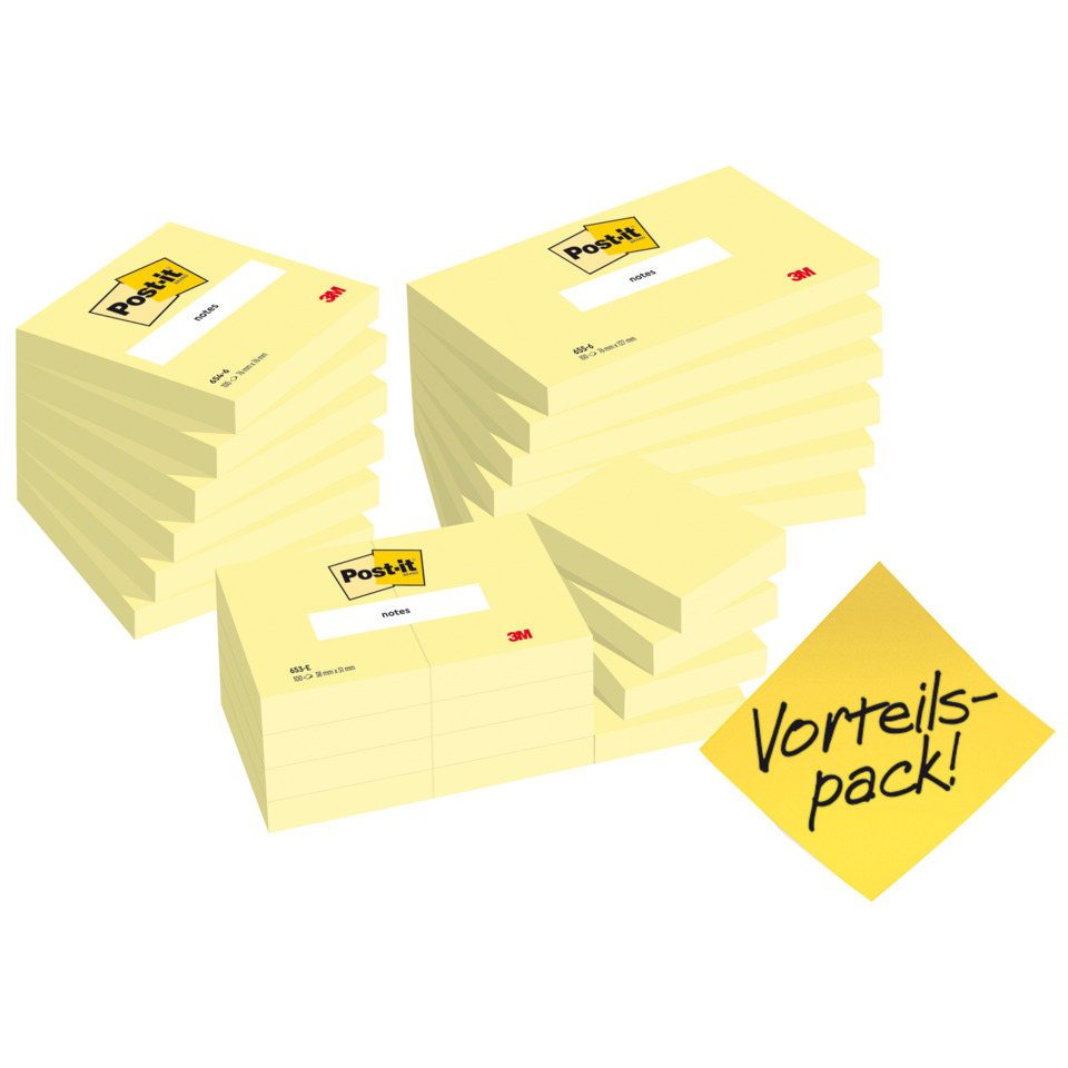 Post-it, Notizblöcke, Notizpapier, Gelb, Packung