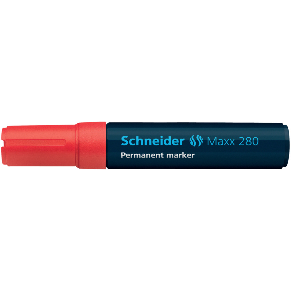 Permanentmarker, Kugelschreiberspitze, Rote Kappe, Blauer Körper, Schneider Maxx 280