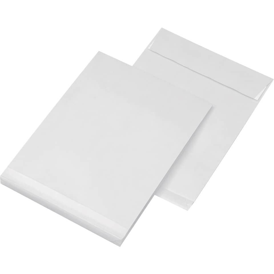 Versandtasche mit Falte, C4, 130g/m², Haftklebend, 100 Stück, weiß SECURITEX 30001215