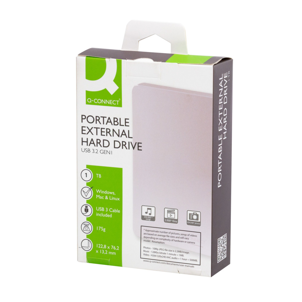 Externe Festplatte, Portabel, USB 3.2 Gen1, 1 TB,  Verpackung grün