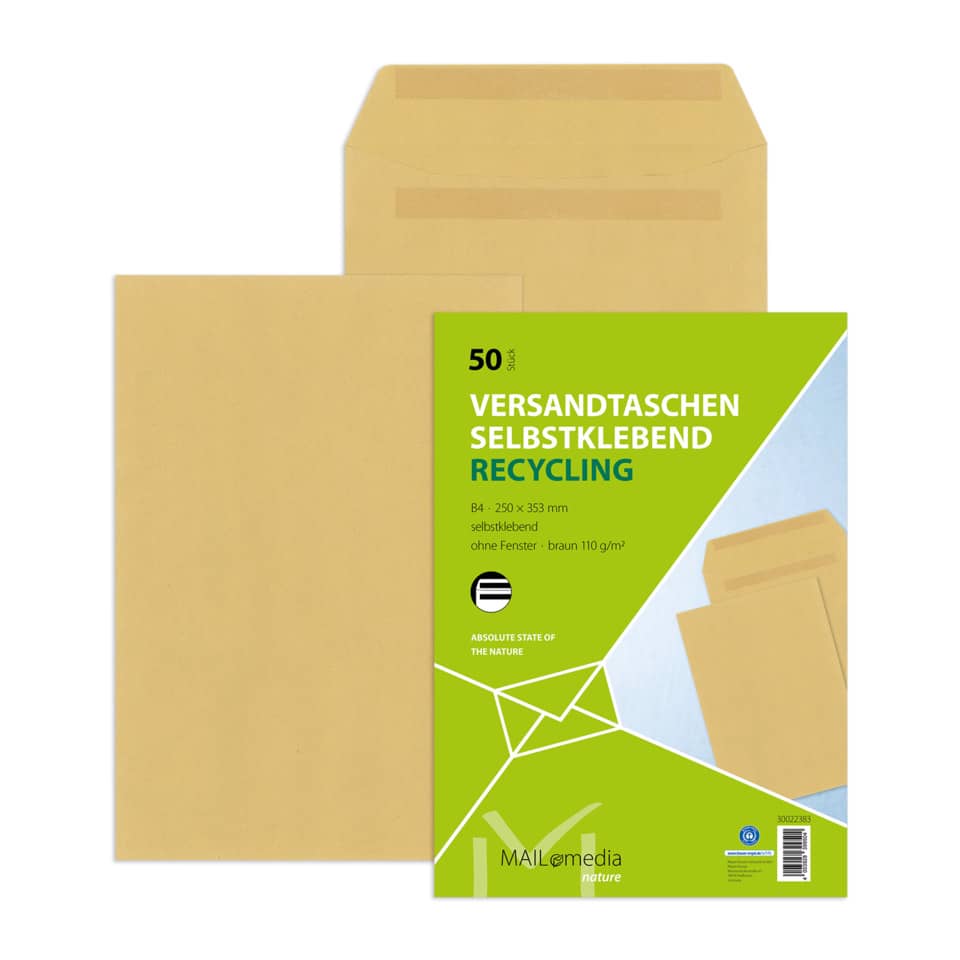 Kartenumschlag, Briefumschlag, Karton, Selbstklebend, Recycling