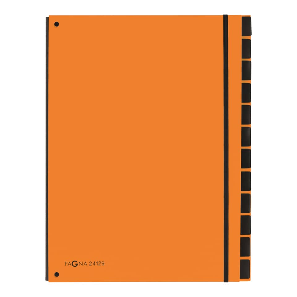 orange notebook, spiral notebook, A4 notebook, front cover, black binding
