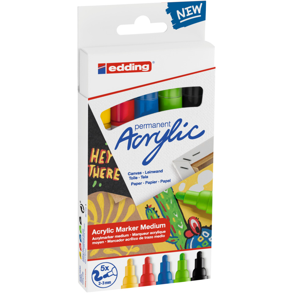 acrylic markers, painter marker, art supplies, color markers, medium point, Acrylic marker, Permanent marker, Paint marker, Set of 5, Colored markers