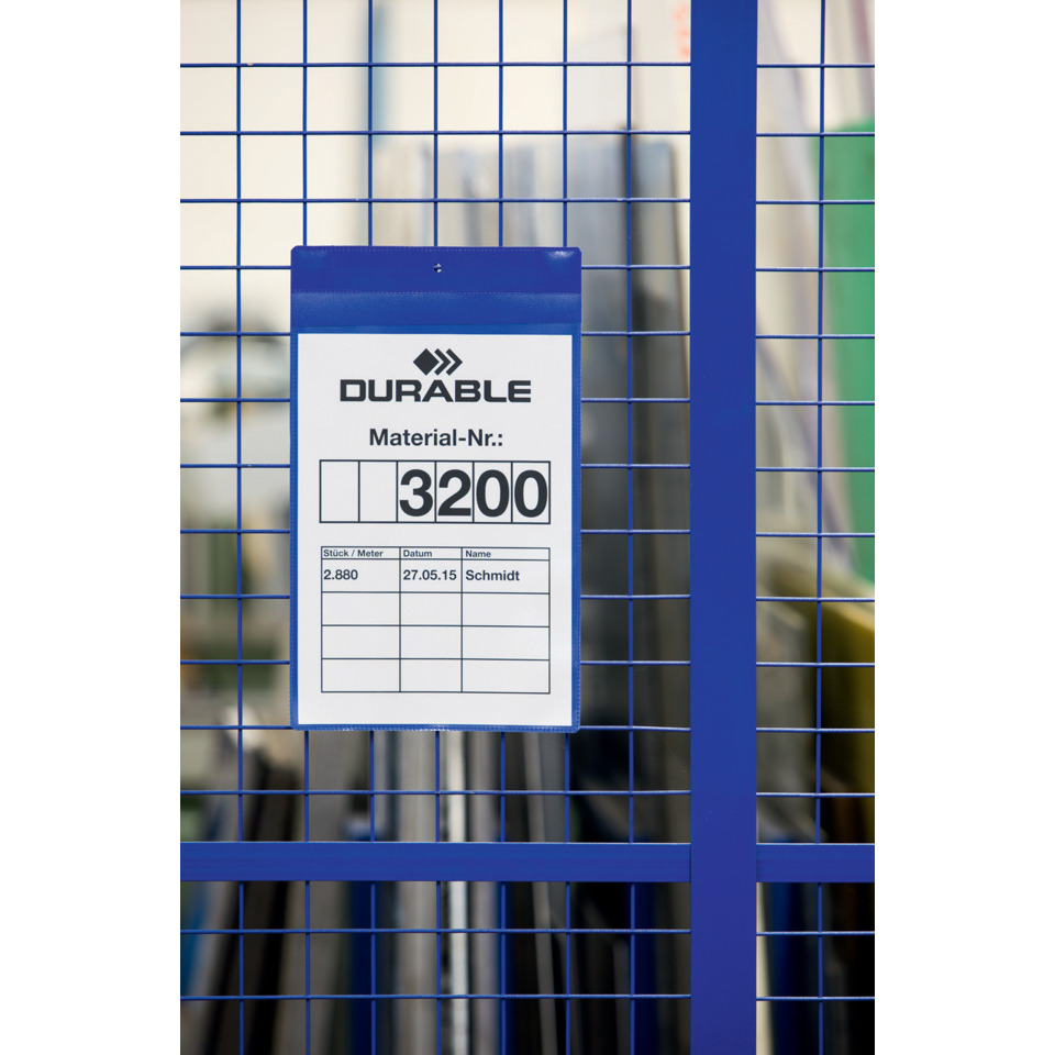 Materialnummer, Aufhänger, Gitterregal, Blau, Label