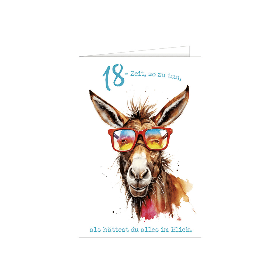 Esel, Brille, Sonnenbrille, Wasserfarben, Gewinnkarte