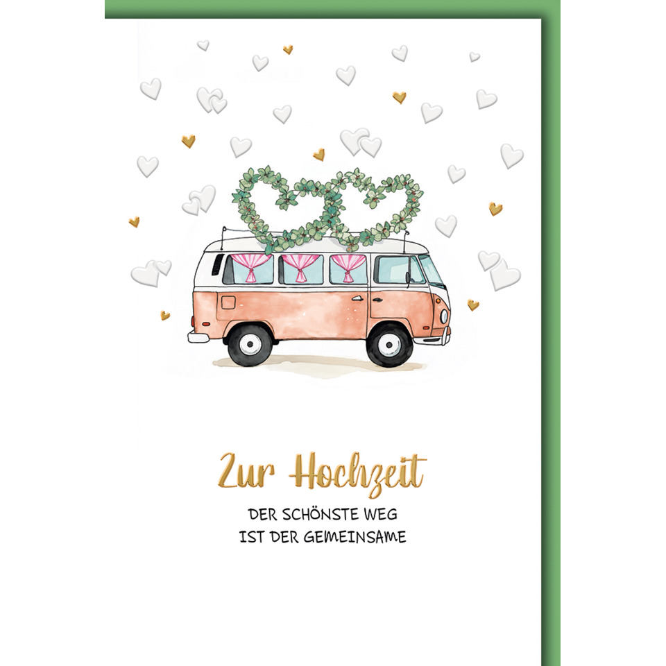 hochzeit, bus, hochzeitsbus, herzkranz, girlande