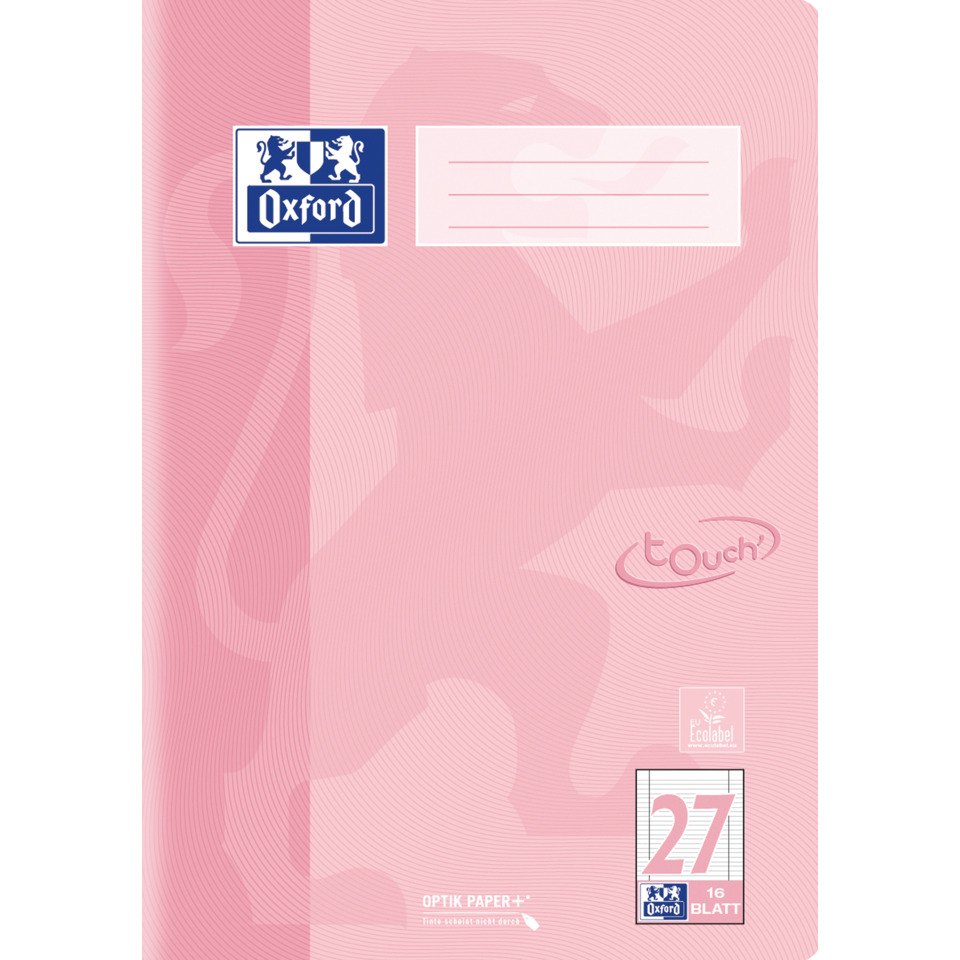Heft Touch, A4, 16 Blatt, Lin.27, liniert mit Rand rechts/links, pastell koralle OXFORD 400196038