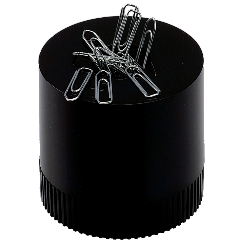 papierklammernhalter, schwarz zylinder, zylinderbasis, schreibtischorganizer, klammern oben