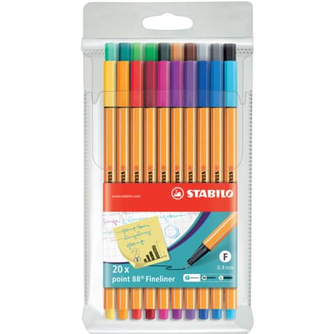 Fineliner point 88® Etui, mit 20 Stiften STABILO 8820 Fineliner point 88® Etui, mit 20 Stiften STABILO 8820