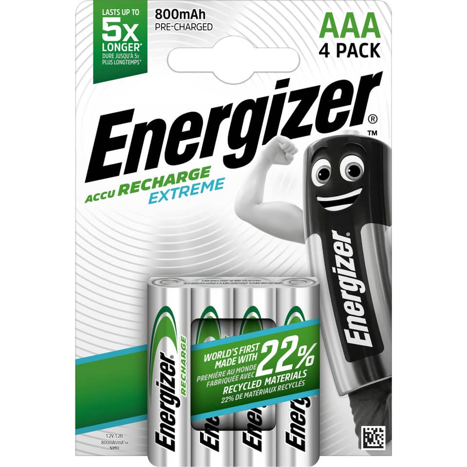 Batterie Akku Extreme, HR03/AAA/Micro, NiMH 800mAh, 4 Stück ENERGIZER E300624405