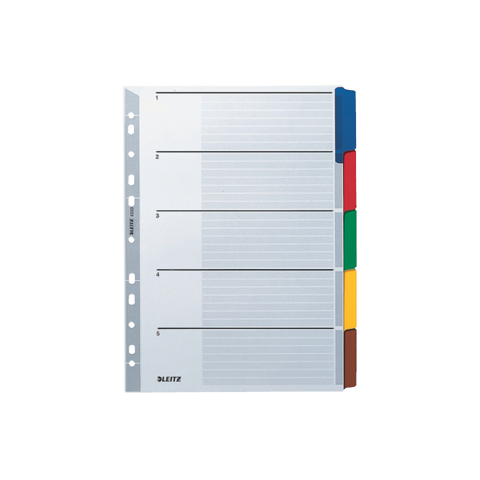 Kartonregister Blanko, A4, Karton, 5 Blatt, grau LEITZ 4320-00-00 Seite, Text