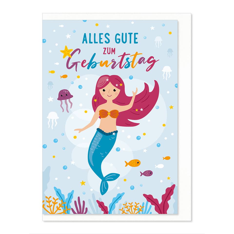 Meerjungfrau, Mermaid, Unterwasserwelt, Geburtstag, Karte
