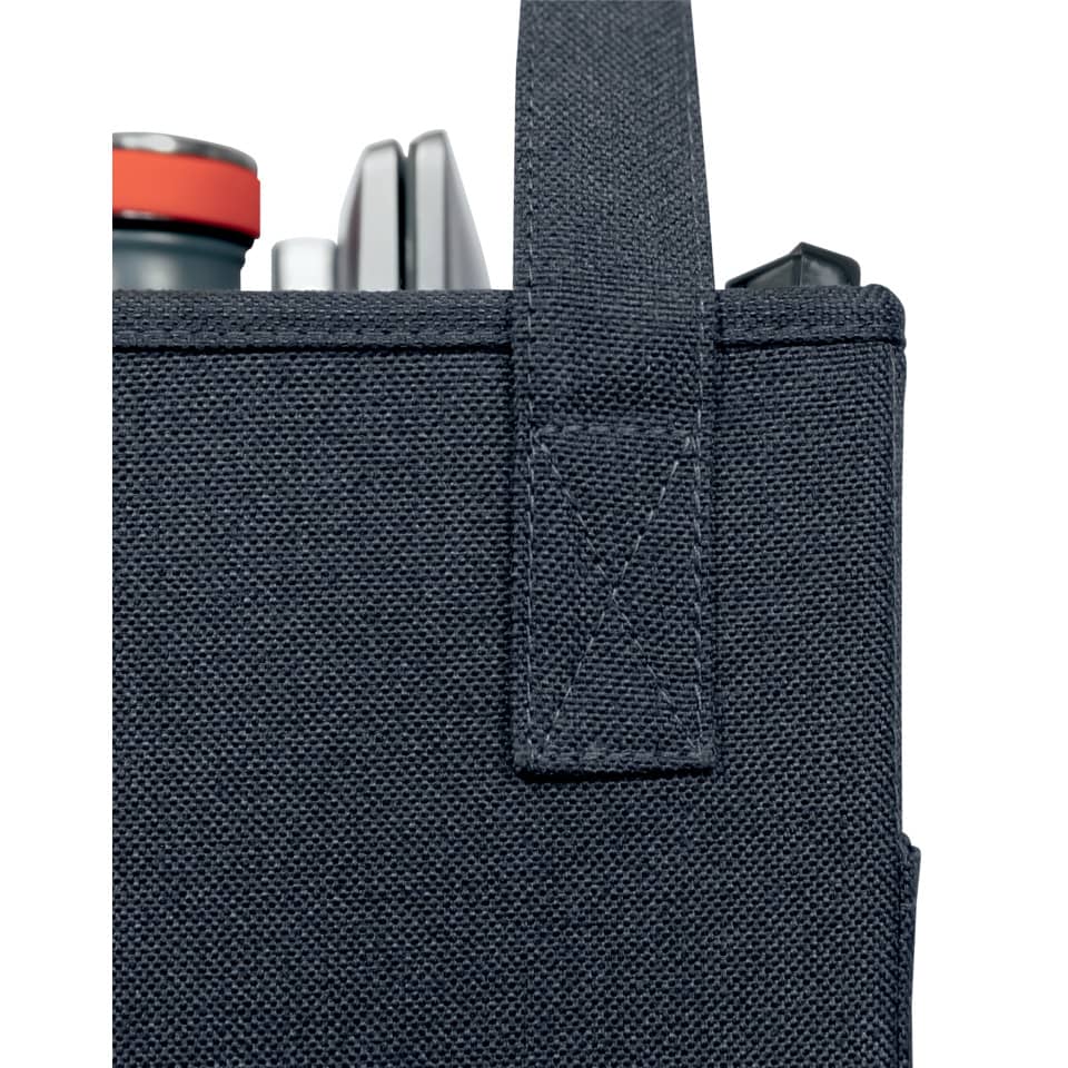 Canvas-Tasche, Karabiner-Anhang, dunkelblau, Tragegriff, Nähte-Detail