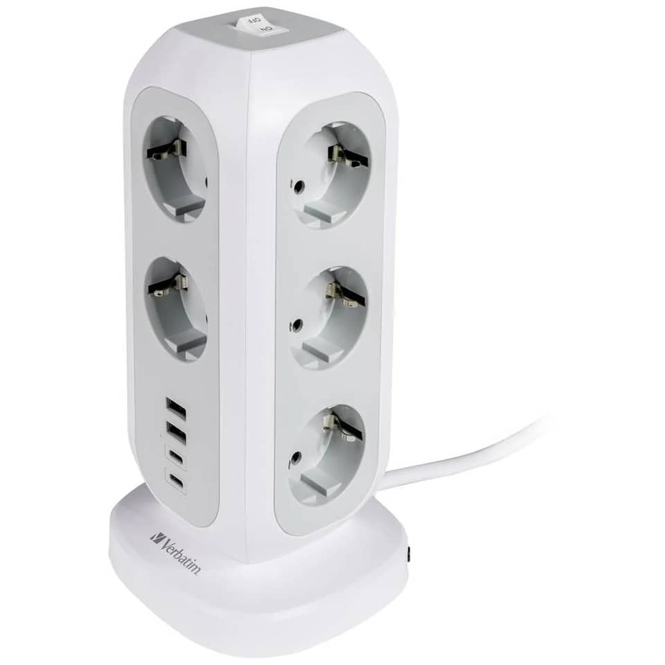 Mehrfachstecker, Steckdosenleiste, USB-Port, weiße Steckerleiste, Netzleiste