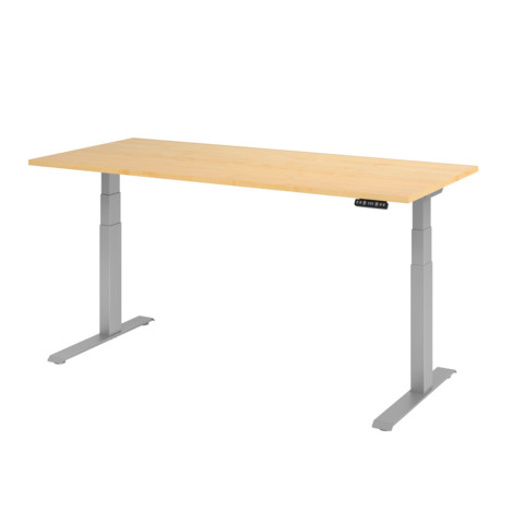 Schreibtisch C-Fuß - 180 x 64-129 x 80 cm, elektrisch höhenverstellbar, ahorn/silber HAMMERBACHER MONT.VXDKB19/3/S