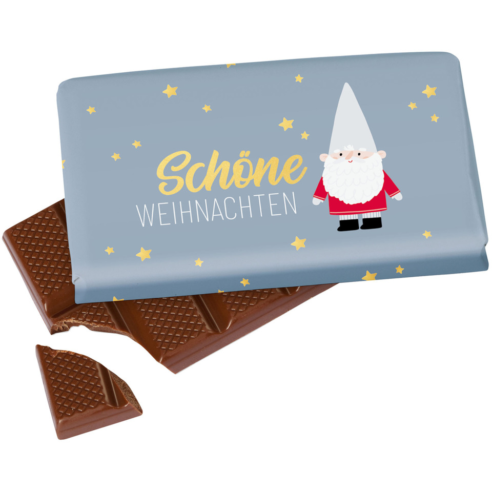 Schokoladenriegel, Milchschokolade, Weihnachtsmotiv, Riegel mit Muster, Süßware