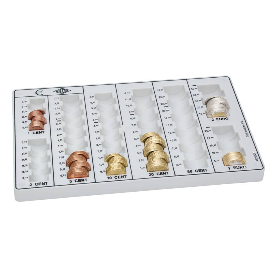 Münzen, Kassengeld, Münzsortierer, Münzsortiertafel, Euro-Münzen