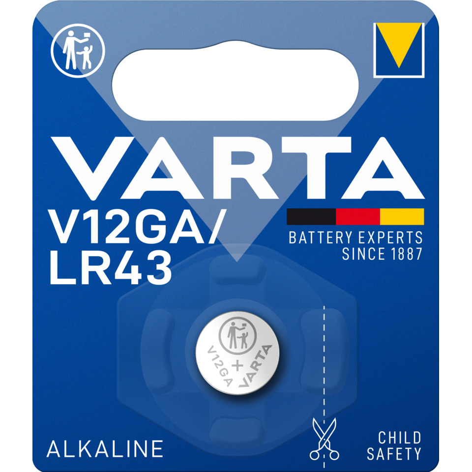 VARTA battery, LR43, Alkaline, Knopfzelle, Kindersicherheit