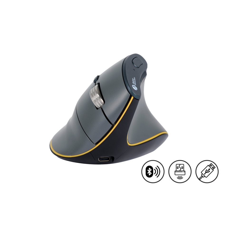 ergonomische Maus, Scrollrad, kabellos,  USB-C, Lade Dock