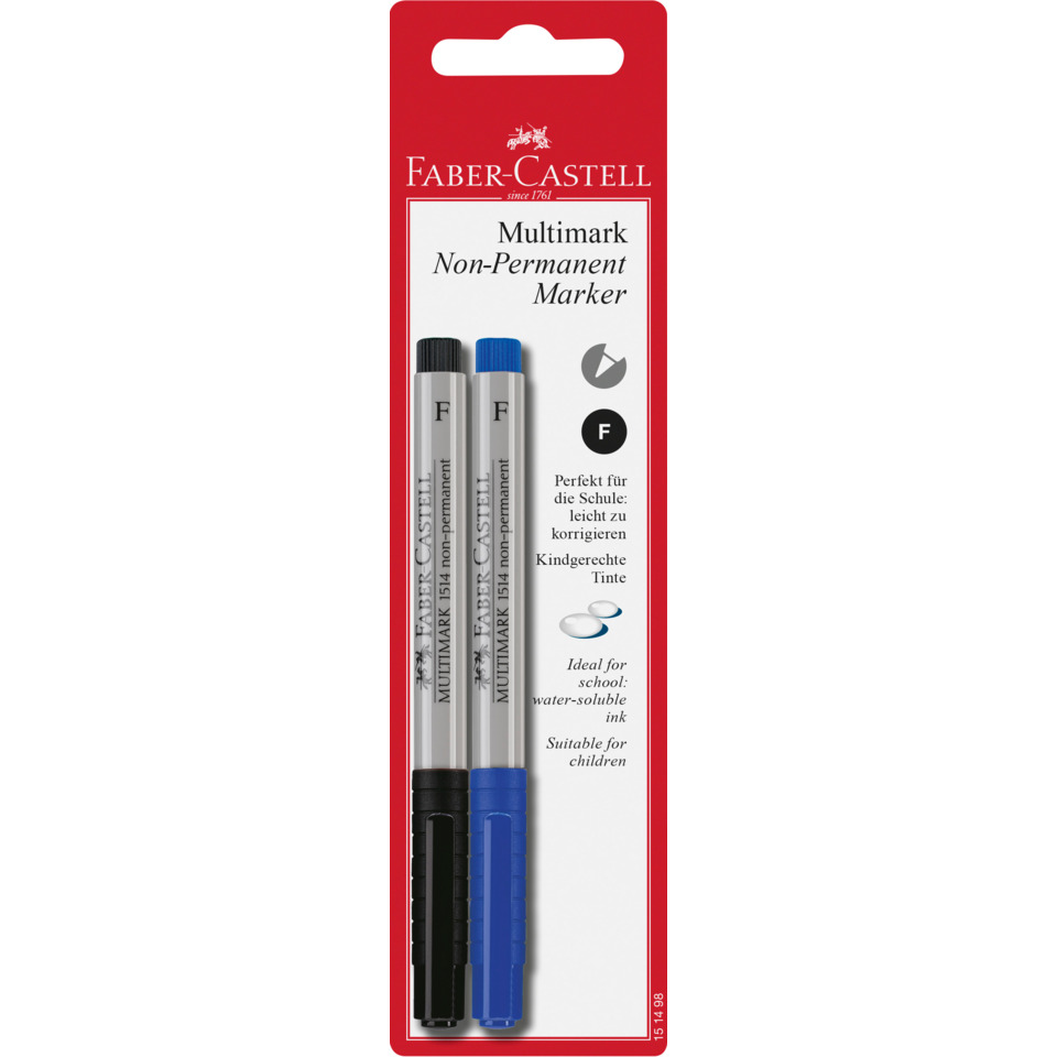 Multimark Marker, Non-Permanent Marker, Whiteboard marker, Blue cap, Black cap