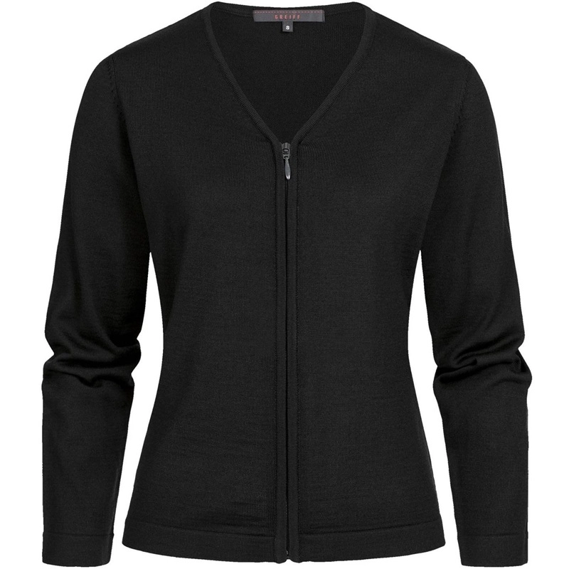 GREIFF Damen-Strickjacke Regular Fit schwarz mit Reißverschluss