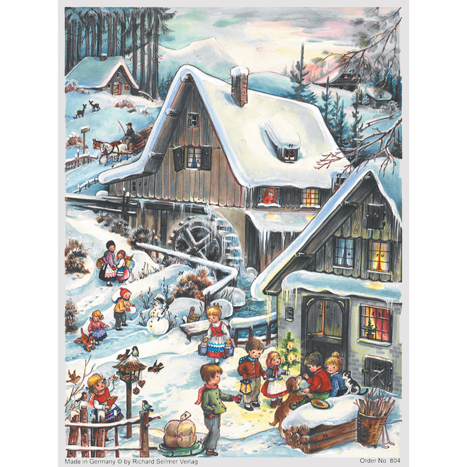 winter, cottage, schnee, dorf, kinder
