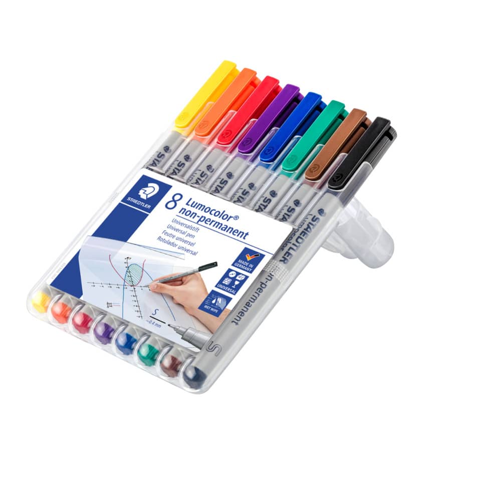 Marker-Set, 8 Farben, Doppelspitze, nicht permanent, Filzstifte