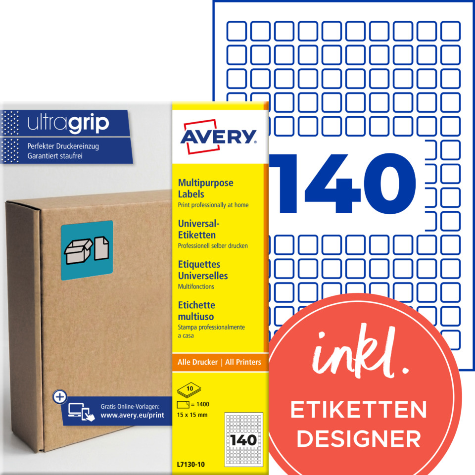 etiketten, druckerzubehör, multipurpose, großformat, 140er blätter