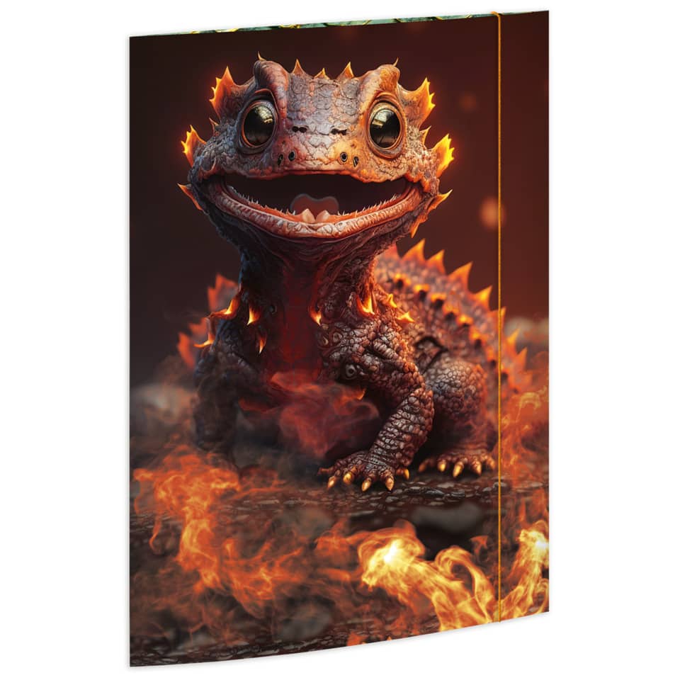 drachen, figur, flammen, lava, diorama