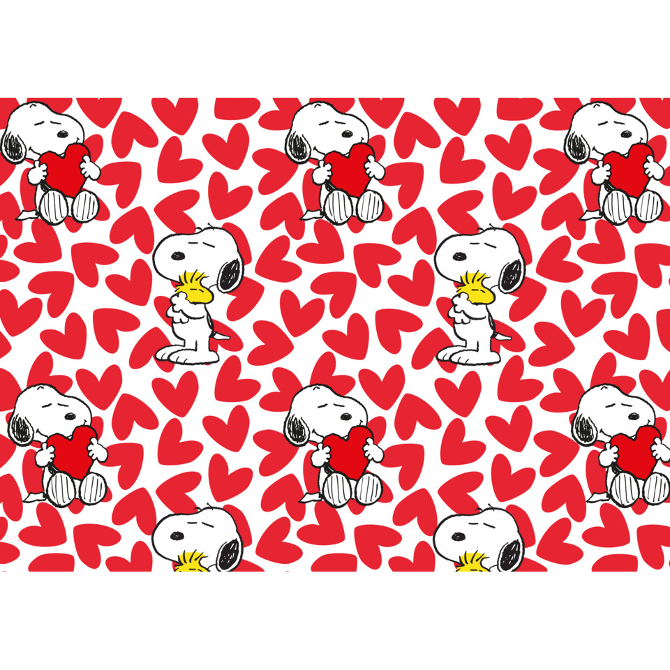 Snoopy Muster, Herz-Motiv, rote Herzen, Cartoon-Hund, Valentinsstoff