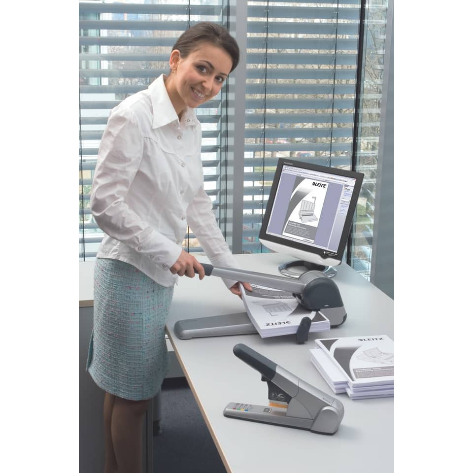office, document scanner, stapler, computer monitor, woman