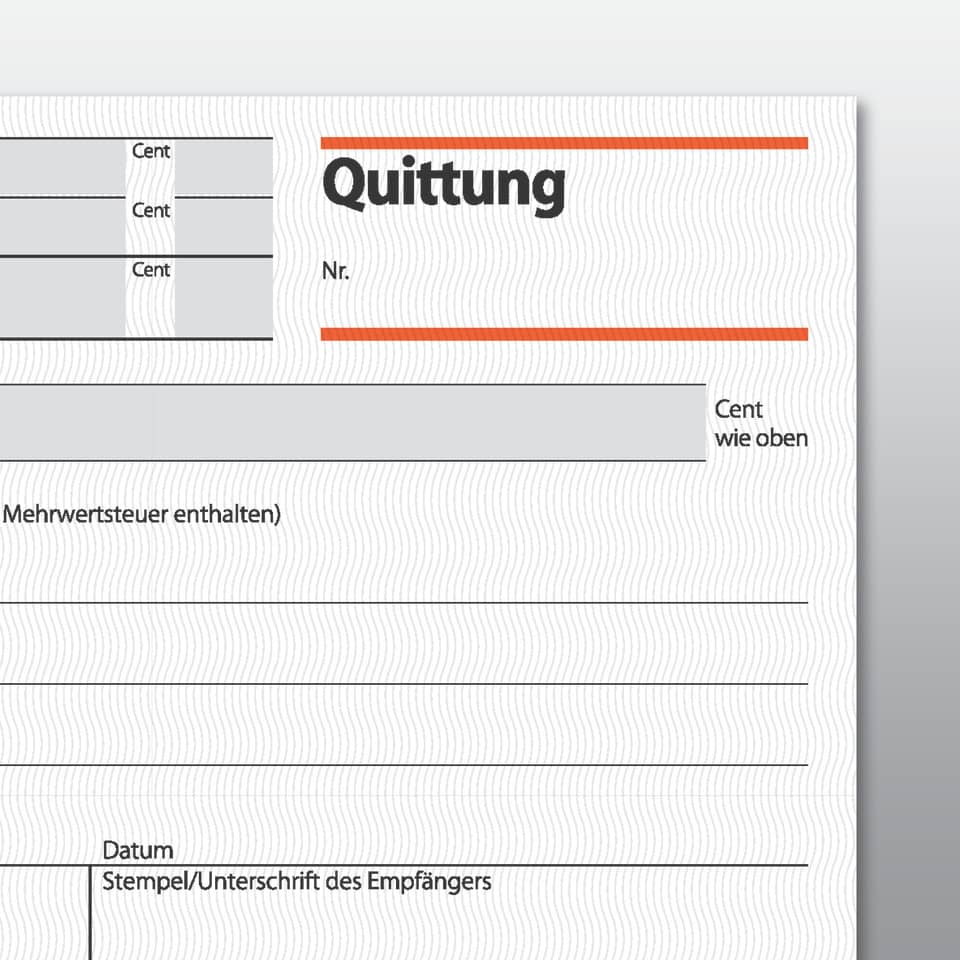 Quittung, Kassenzettel, Mehrwertsteuer, Datum, Stempel/Unterschrift des Empfängers