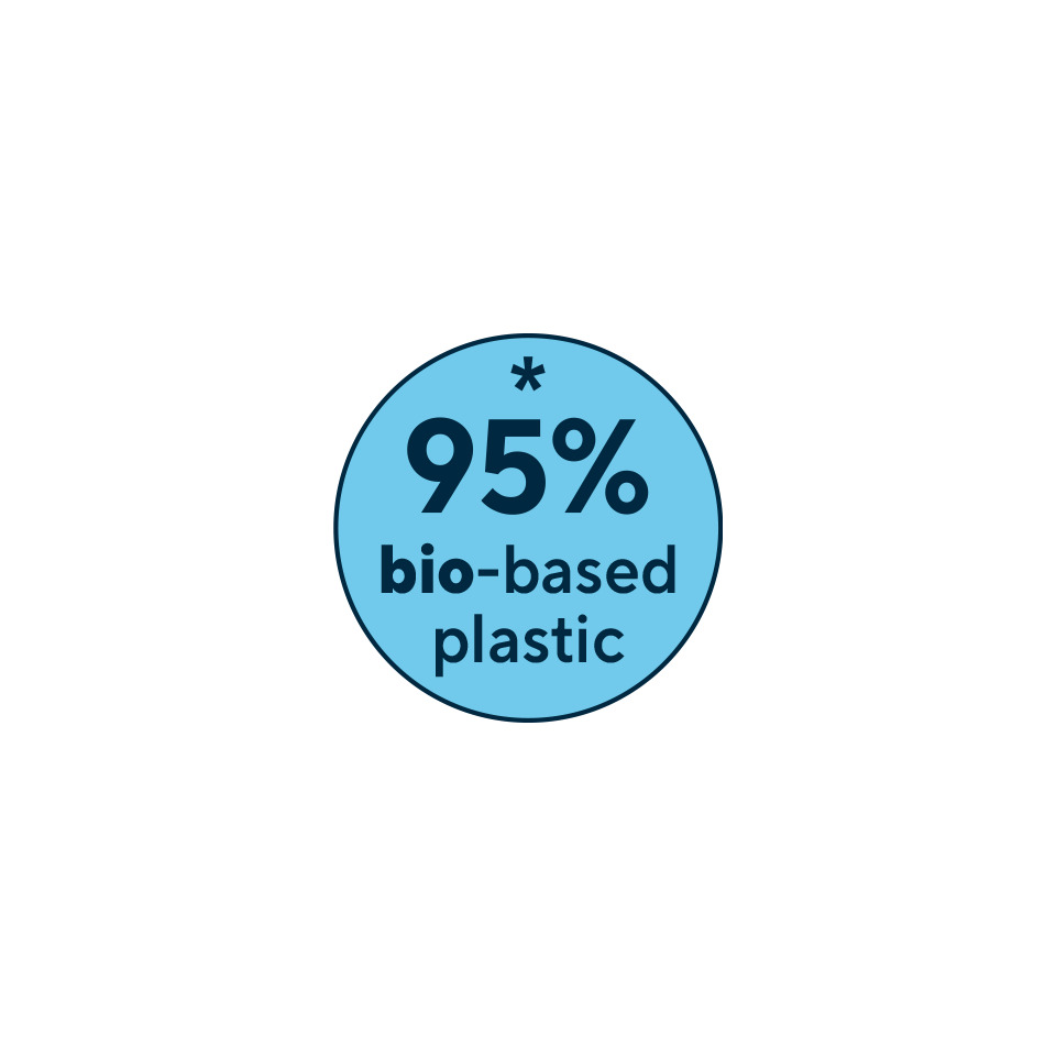 bio-based plastic, Kreisabzeichen, Plastik-Etikett, Prozent, Blau