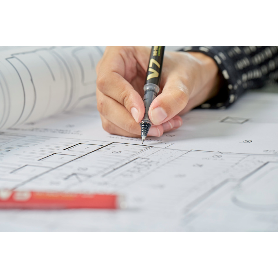 Rolle, Konstruktionszeichnung, Technischer Plan, Bleistiftzeichnung, Handschrift