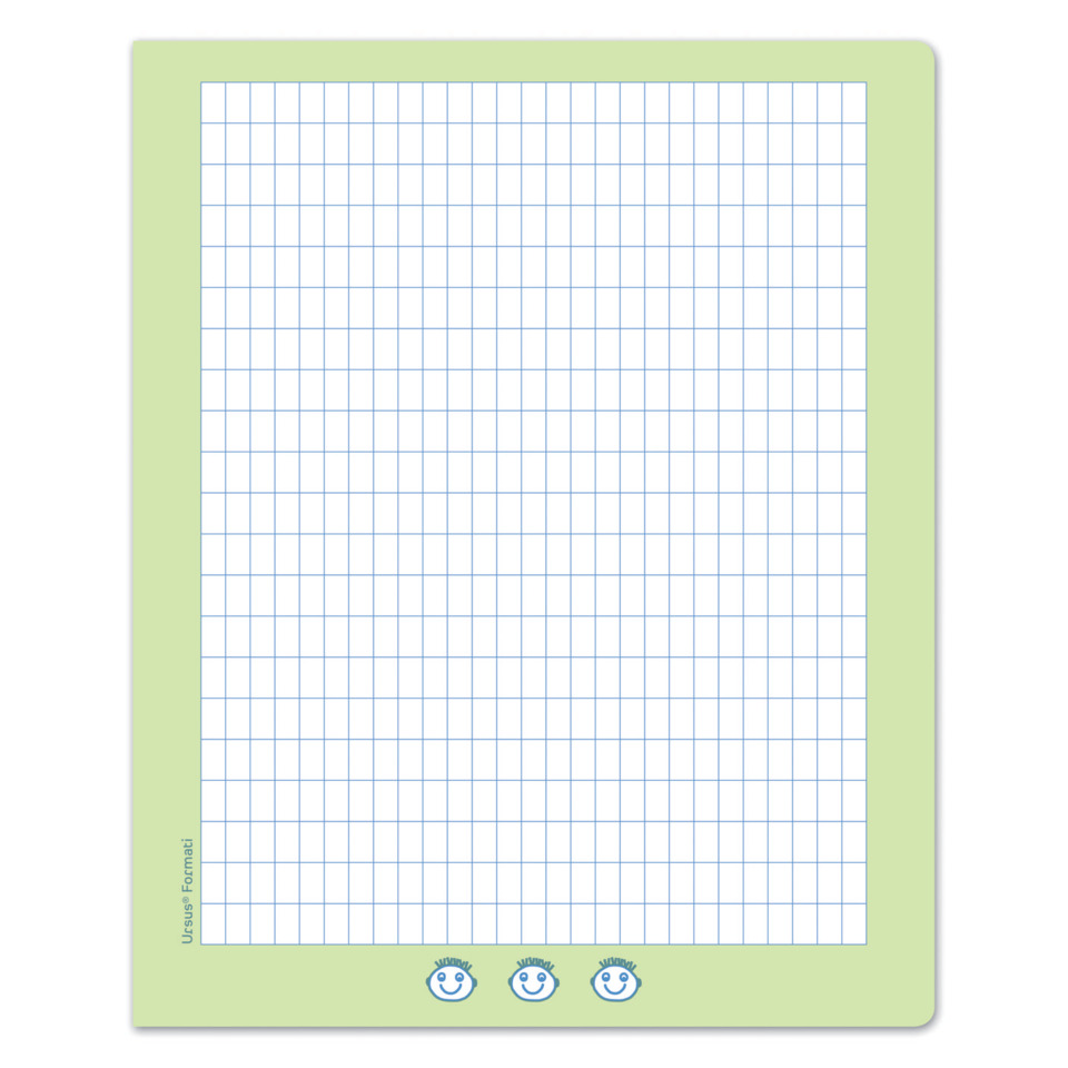 grid, notebook, graph paper, green frame, white page