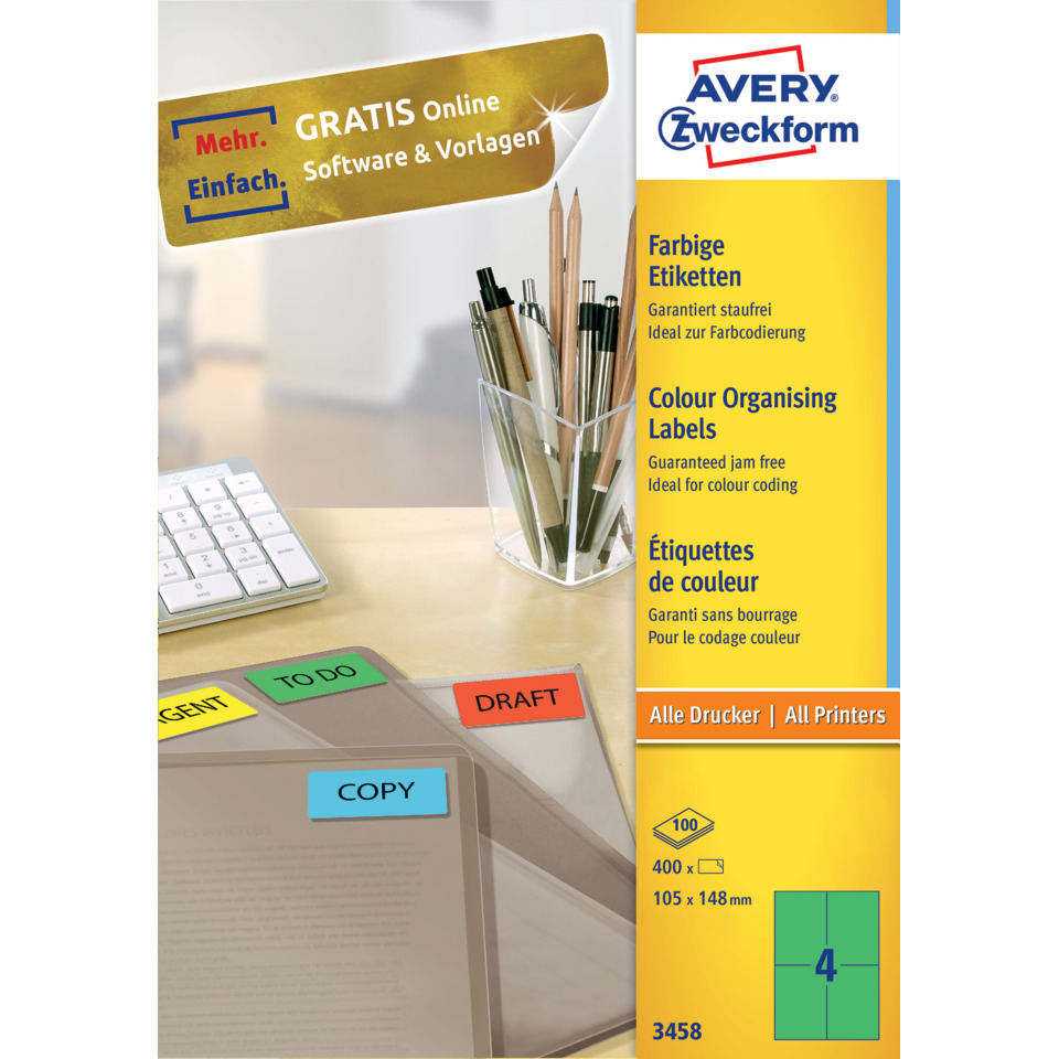 Etiketten, Color Organising, Zweckform, Druckerpapier, Schreibtisch